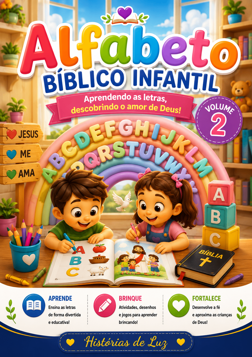 Capa da apostila Alfabeto Bíblico Infantil Volume 2